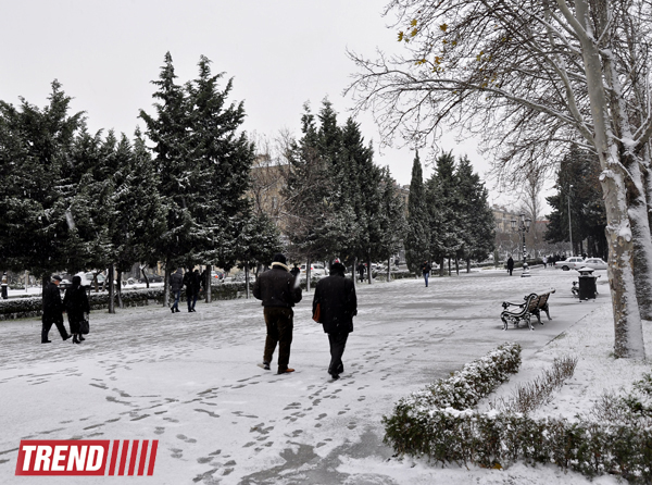 В Баку пошел первый снег