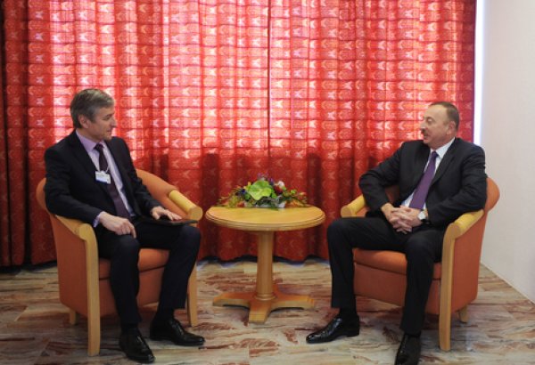 Azerbaijani President meets Head of Microsoft International in Davos