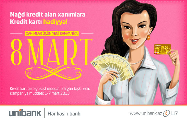 "Unibank" qadınlara "MasterCard" kredit kartlarını hədiyyə edir
