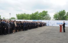 Президент Азербайджана принял участие в церемонии по случаю начала подачи питьевой воды в Гаджигабул (ФОТО)
