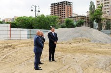Azerbaijani President inspects construction of Dada Gorgud park in Baku (PHOTO)