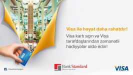 "Bank Standard"da VISA kartı sifariş edin və zəmanətli hədiyyələr qazanın!