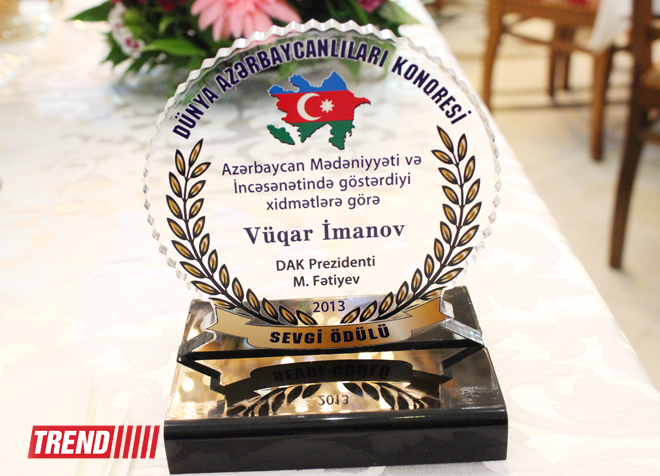 Корреспондент АМИ TREND удостоен премии Конгресса азербайджанцев мира (фото)