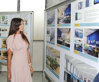 Первая леди Азербайджана Мехрибан Алиева ознакомилась с ходом реконструкции здания средней школы номер 23 в Баку (ФОТО)