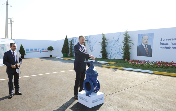 Президент Азербайджана принял участие в церемонии подачи питьевой воды в Ширван (ФОТО)