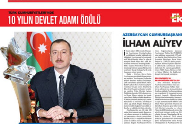 Azerbaijani President-won “President of Decade” award of Turkish Ekovitrin magazine to be held in Istanbul (PHOTO)