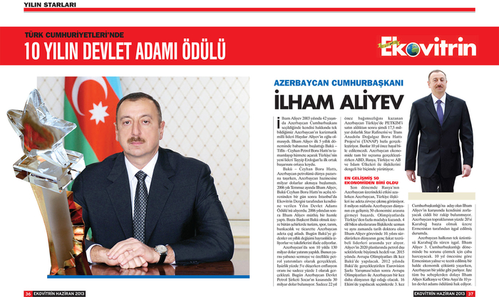 Azerbaijani President-won “President of Decade” award of Turkish Ekovitrin magazine to be held in Istanbul (PHOTO)