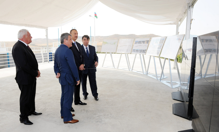 Президент Азербайджана принял участие в церемонии сдачи в эксплуатацию канала Вельвелечай-Тахтакерпю (ФОТО)