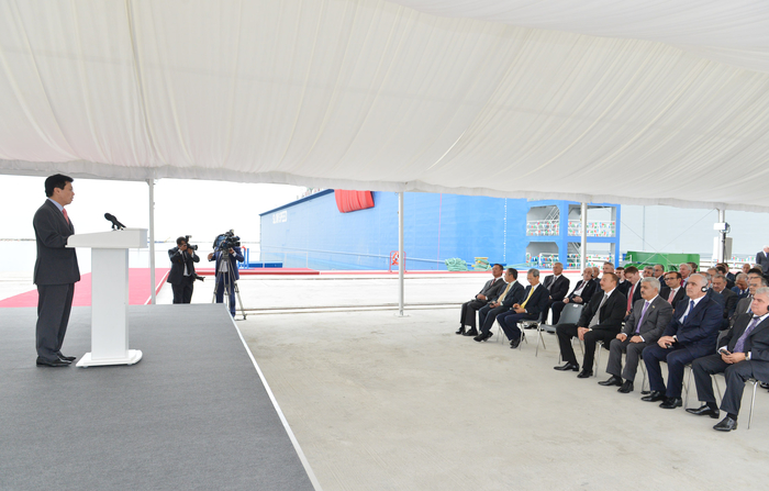 Azerbaijani President attends opening of shipyard in Baku (PHOTO)