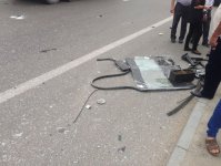 В Баку в аварию попал  пассажирский автобус, погиб один человек (ФОТО)