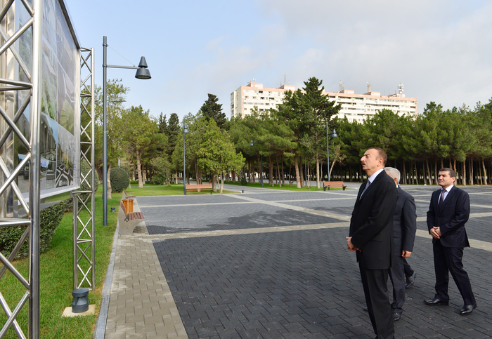 Ильхам Алиев ознакомился с работами, которые проводятся перед Дворцом культуры "Кимьячы" в Сумгайыте (ФОТО)
