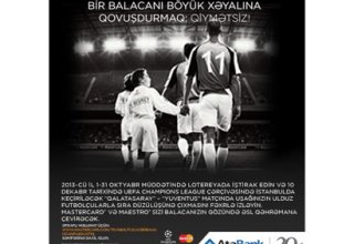 “AtaBank” və "MasterCard"dan UEFA Çempionlar Liqası oyununu canlı izləmək şansı