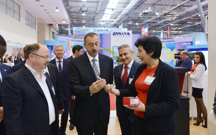 Azerbaijani president views BakuTel 2013 Exhibition (PHOTO)