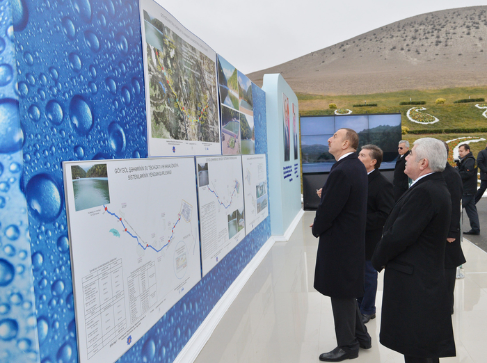 Президент Азербайджана Ильхам Алиев принял участие в церемонии подачи питьевой воды в Гейгель (ФОТО)
