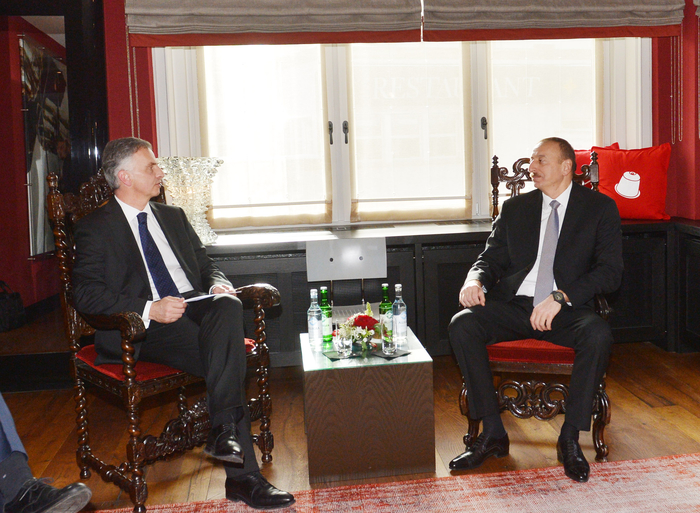 Azerbaijani President meets Swiss counterpart (PHOTO)