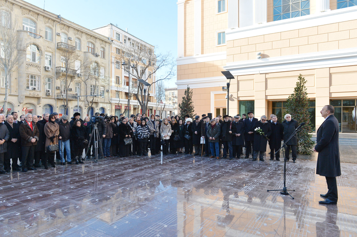 Azerbaijani president and his spouse attend opening of monument to prominent composer Gara Garayevn (PHOTO)