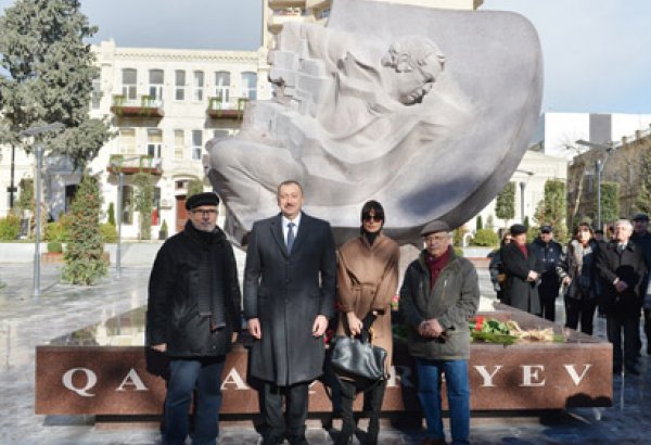 Azerbaijani president and his spouse attend opening of monument to prominent composer Gara Garayevn (PHOTO)
