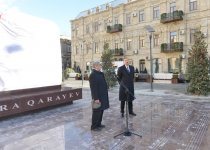 Azerbaijani president and his spouse attend opening of monument to prominent composer Gara Garayevn (PHOTO)