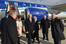 President Ilham Aliyev and his spouse arrive in Russia for working visit (PHOTO)