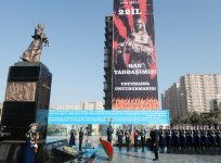 Azerbaijani president, spouse attend ceremony commemorating Khojaly genocide victims
