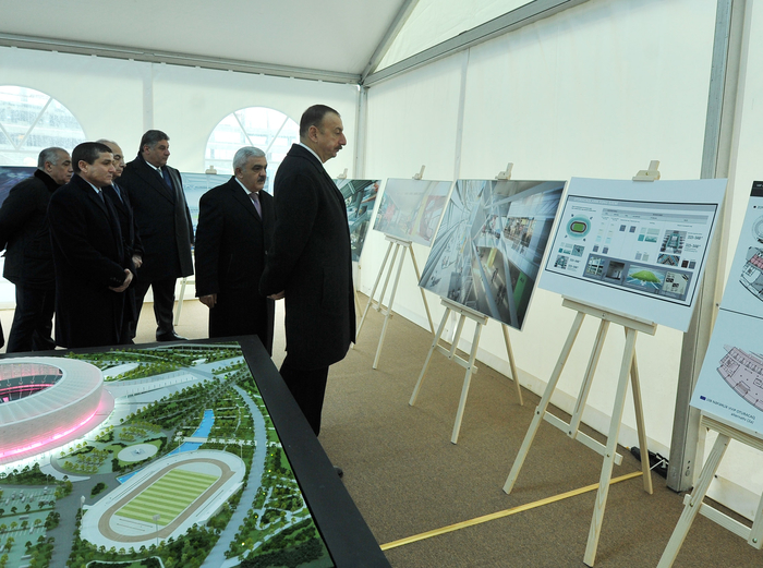 Azerbaijani president visits construction site of Baku Olympic Stadium (PHOTO)