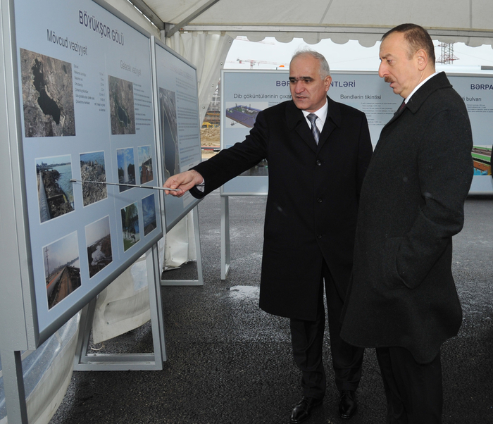 Президент Ильхам Алиев ознакомился с ходом работ по строительству и благоустройству на территории Беюк-Шор  (ФОТО)