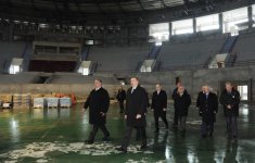 Azerbaijan president views Heydar Aliyev sports and concert complex repair project (PHOTO)