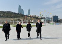 Azerbaijani president and his spouse attend opening of modern amusement ride in Baku