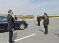 Azerbaijani president views new equipment, weapons delivered for Nakhchivan military unit
