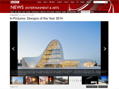 Центру Гейдара Алиева присуждена престижная премия «Designs of the Year-2014» в номинации «Архитектура» (ФОТО)