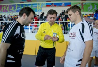 В Шамкире прошел интересный футбольный турнир между шахматистами и журналистами (ФОТО)