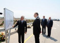 Prezident İlham Əliyevin iştirakı ilə Tağıyev-Sahil avtomobil yolunun açılışı olub (FOTO)