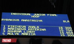 Azərbaycan gimnastı Jalə Piriyeva halqa ilə fərdi yarışda ikinci yeri tutub (FOTO)