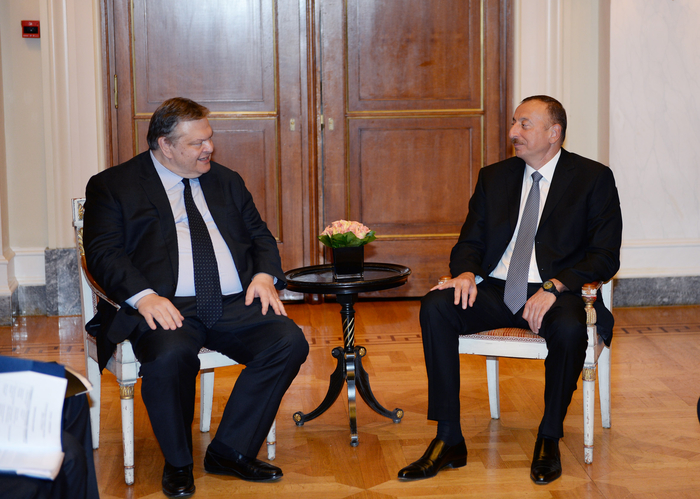 Prezident İlham Əliyev Yunanıstanın Baş nazirinin müavini, xarici işlər naziri Evangelos Venizelos ilə görüşüb (FOTO)