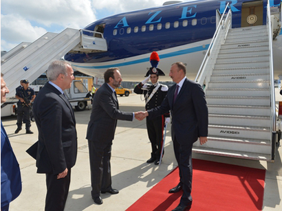 President Ilham Aliyev arrived in Italy on an official visit