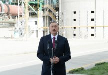 Azerbaijani president attends opening of a cement plant in Baku (PHOTO)