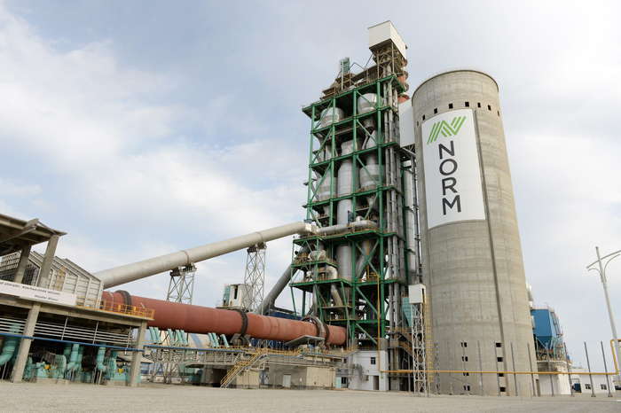 Azerbaijani president attends opening of a cement plant in Baku (PHOTO)