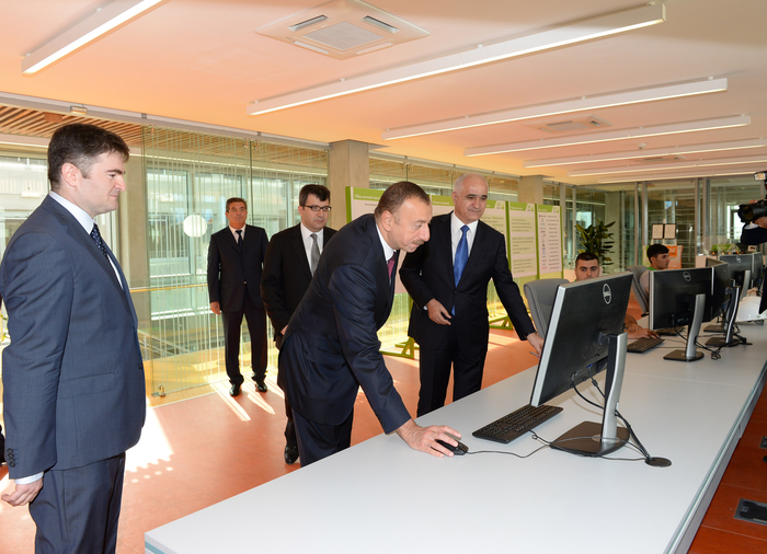 Azerbaijani president attends opening of a cement plant in Baku (PHOTO)