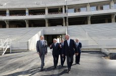 Prezident İlham Əliyev Bakı Olimpiya Stadionunda tikinti işlərinin gedişi ilə tanış olub (FOTO)
