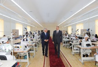 Президент Ильхам Алиев принял участие в открытии швейной фабрики в Горадизе (ФОТО)