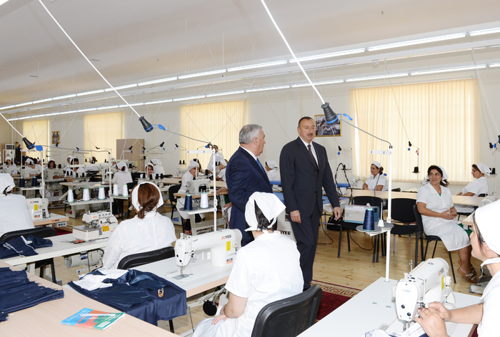 Azerbaijani president attends opening of garment factory in Horadiz city