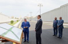 Azerbaijani president attends opening of another road junction in Baku (PHOTO)