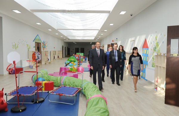 Azerbaijani president observes new office building of Baku Talents Education Complex