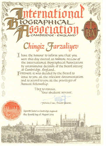 В Великобритании Чингизу Фарзалиеву вручена премия "Видная личность в искусстве – 2014" (ФОТО)