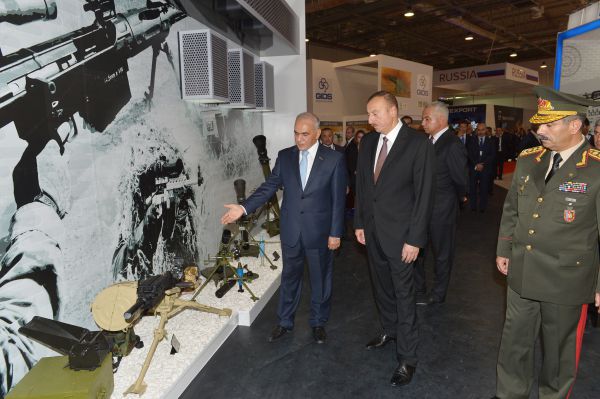 President Ilham Aliyev visits first Azerbaijan international defense industry exhibition