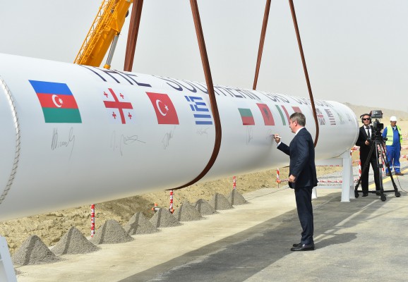 Президент Азербайджана принял участие в церемонии закладки "Южного газового коридора" (ФОТО) - Gallery Image