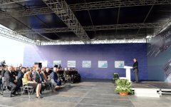 Президент Ильхам Алиев принял участие в открытии паромного терминала нового Бакинского международного порта (ФОТО)