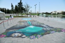 Leyla Əliyeva Dədə Qorqud parkında 3D qraffiti layihəsinin açılışında iştirak edib (FOTO)