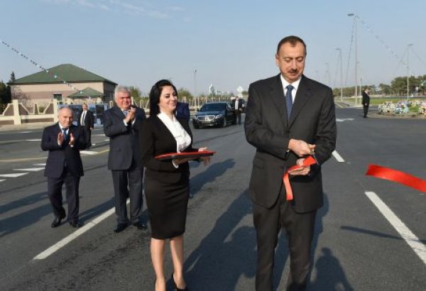 Azerbaijani president arrives in Pirallahi district of Baku