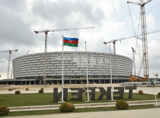 Президент Азербайджана и его супруга ознакомились с ходом строительства Олимпийского стадиона в Баку (ФОТО)